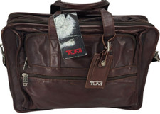Vintage TUMI Brown Leather briefcase Deluxe Expandable bag - RARE deadstock picture