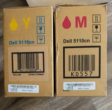  2 New - Dell 5110cn High Capacity  Cartridge, Magenta/Yellow (KD557/JD750) picture