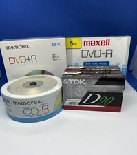Media Lot Blanks Memorex CD-R(30)Memorex DVD-R(10) Maxell DVD-R(5) TDK D90 Cass4 picture