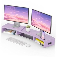 Dual Monitor Stand Riser, Adjustable Length & Swivel Angle 42.5 in Purple picture
