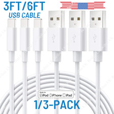 1/3-Pack USB Fast Charger Cable For iPhone 14 13 12 11 8 7 6 Charging Cord 3/6FT picture