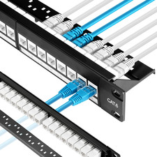 Patch Panel 24 Port Cat6 with White Inline Keystone 10G Support, Pass-Thru Coupl picture