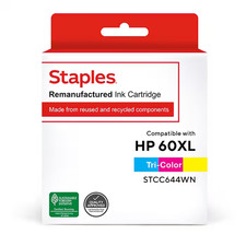 2Pack (Black & Tri-Color) Staples 60XL Ink Cartridge STCC641WN picture