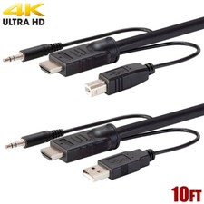 10FT HDMI USB KVM Cable & 3.5mm Audio Plug Monitor Keyboard Mouse 4K 60Hz HDR picture