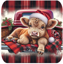 SOFT BROWN COW CHRISTMAS HOLIDAY THEMED MOUSEPAD MOUSE PAD THICK 9