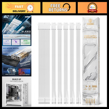 16 AWG PSU Extension Cable Kit - 30cm White Sleeved Cables, 1x24Pin, 2x4+4 EPS, picture