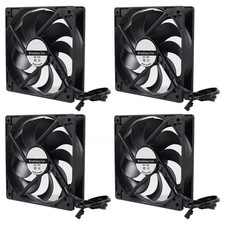 4-Pack 120Mm 120X120X25Mm 12V Black Computer Case Fans High Performance Cooling picture
