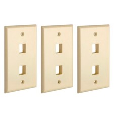 3x 2 Port Hole Keystone Jack Wall Plate 1-Gang Smooth Faceplate Cat5 Cat6 Ivory picture