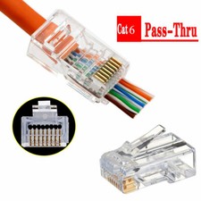CTA6 RJ45 Connector 6U Gold Plated Pass Through Ethernet Cables Module Plug Jack picture