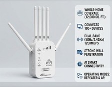WiFi Extender 6-Antenna Strong Signal, 1200Mbps Dual Band (5GHz/2.4GHz) Booster picture