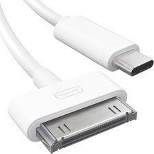 KabelDirekt 30-Pin to USB C Adapter Cable for iPhone 4S/4/3G/3/1, 3ft, White picture