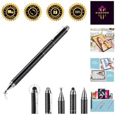 Sleek 4-in-1 Stylus with Disc, Rubber & Fiber Tips for Tablets & Smartphones picture