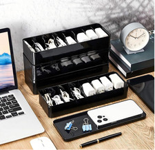 4 Pcs Cable Organizer Box with Wire Ties Plastic Cord Storage Box with Lid picture