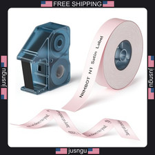 NIIMBOT N1 Satin Ribbon Set for Label Maker Pink & Black 2 Rolls picture