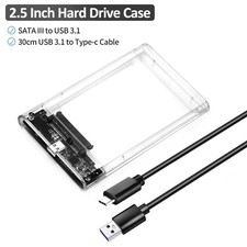 2.5 Inch External HDD SSD Enclosure USB 3.2 Gen2 Clear Hard Drive Case 5Gbps picture