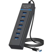 USB Hub 3.0, VIENON 7-Port Data Splitter for 7-Port/4FT, Black picture