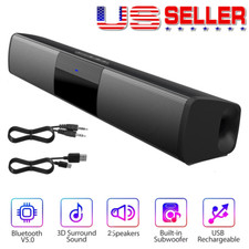 Surround Sound Bar 2 Speaker System Wireless Bluetooth Subwoofer TV Home Theater picture