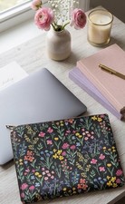 New Day Designer Pencil, Art Supplies or iPad Zippered Carry Case Black Floral picture