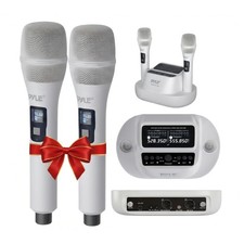 Pyle Karaoke Microphone Set - Wireless Microphones with UHF 2x100 Channel Rec... picture