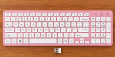 Pink Wireless Keyboard with USB Adapter Receiver Compact Slim Keyboard picture