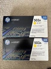Lot of 2) HP 503A Yellow Original LaserJet Toner Cartridge (CF503A) picture