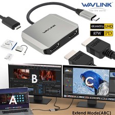 Wavlink USB-C to Dual HDMI Adapter Type-C to HDMI Splitter 4K 60Hz Monitor 87W picture