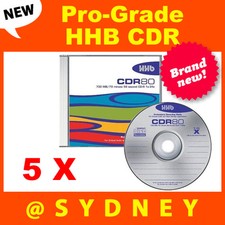 5x NEW HHB CDR-80 Silver Pro-Grade 700MB/80 Min Recordable Blank CD Compact Disc picture