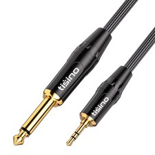 Tisino 1/4 to 1/8 Stereo Cable - 3.5mm TRS inch TS 3.3 feet, Black picture