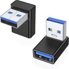 90 Degree USB 3.0 Adapter 2 Pack, Upward Angle, Black picture