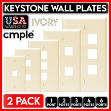 Keystone Wall Plate Face Plate Network Jack Insert RJ45 CAT5e CAT6 Ivory 2 Pack picture