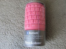 Brand New Brookstone Bluetooth Wireless Roll-Up Keyboard 789725 Pink picture