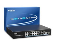 Vimin 18-Port 2.5G Ethernet Switch with Dual 16 Port Switch+2x 10G RJ45, Black picture