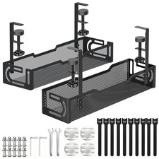 2Pack Under Desk Cable Management Tray, No Drill Mesh Desk Cable Tray picture