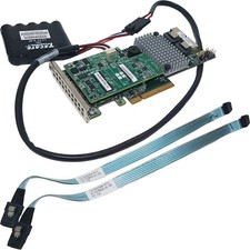LSI MR SAS 9266-8i Dual-Port 6Gb PCIe x8 RAID Controller +2x SAS Cable +BBU LP picture