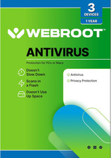 Webroot Antivirus Software 2026 | 3 Device | 1 Year Pc/Mac with Keycard picture