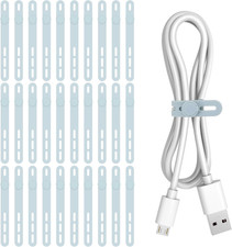 30 Pack Blue Silicone Cable Ties Reusable Cord Organizer Straps Management Clips picture