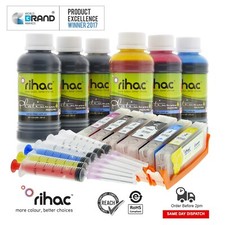 6 Refillable RIHAC Ink Cartridges for Canon MG7560 IP8760 PGI-650 CLI-651 chip picture