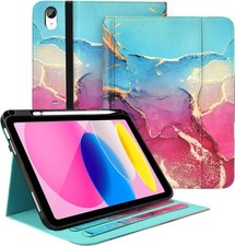 PU Leather Case for 11-inch 2025 iPad 11th Gen, Multi-Angle Viewing, Marble Teal picture
