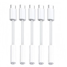 5 Pack USB C to Headphone Jack Adapter,USB c 1/8 inch Audio 5 Pack, White  picture