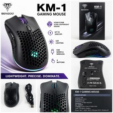 Bengoo KM-1 Gaming Mouse LED Honeycomb Lightweight USB RGB Black picture