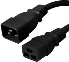 20 PACK LOT 2ft IEC C20 - C19 Black Power Cord 12AWG 20A/2500W 100-250V 0.6M picture