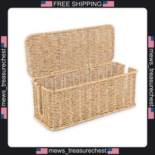 Rattan Cable Organizer Box for Power Strips and Cords, Handcrafted Design picture