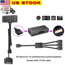 5 to12V RGB Converter,3-Way Splitter, SATA Connector,Sync w/Motherboard Portable picture