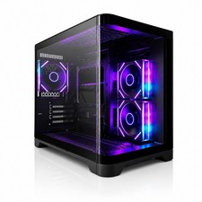 MATX ARGB CURVED TEMPERED GLASS Fish Tank PC Case w. 3 FANS picture