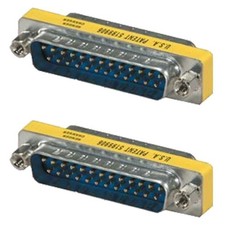 2 Pcs DB25 D-SUB 25 Pin Serial Male to Male Gender Changer Coupler Adapter Gold picture