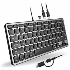 Macally Compact Wired Keyboard with USB hub ports & Dual USB C / A picture