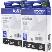 2 Brother LC101BK Black Ink Cartridge 300+ Page Yield Genuine Replacement For Co picture