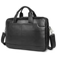 Leather Laptop Briefcase 15.6 Inch Waterproof Messenger Work Bag picture