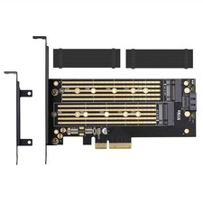 Dual M.2 NVMe SATA SSD to PCIe Adapter Card with Heatsink for PC picture