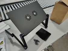 MULTIFUNCTIONAL ADJUSTABLE LAPTOP TABLE WITH USB POWERED COOLING FAN - BLACK picture